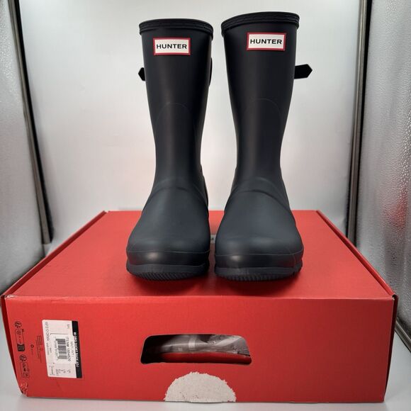 New Hunter Women's Navy Blue Original Short Back Adjustable Rain Boots Size 9 - Picture 1 of 15
